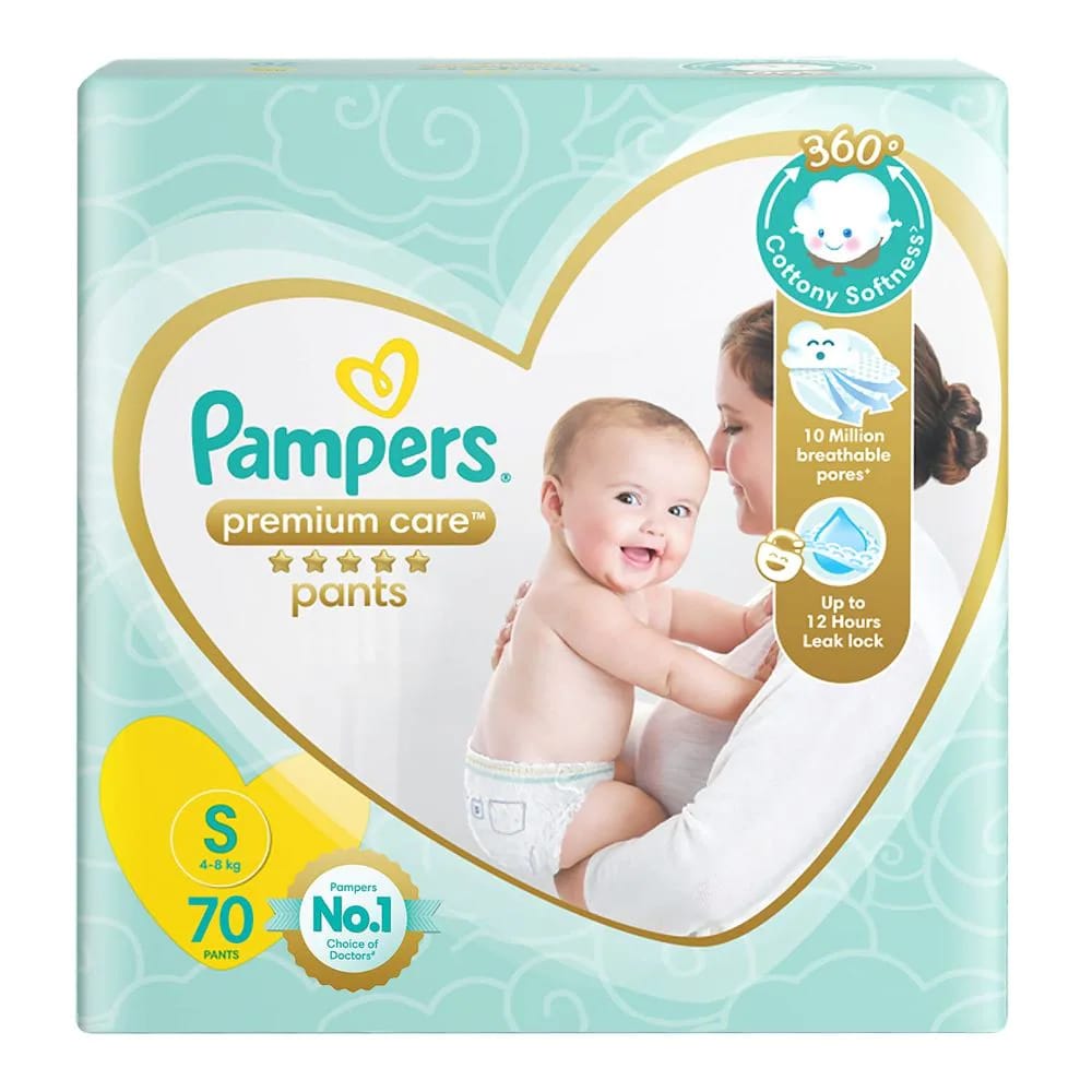 Pampers Premium Care Pants Diapers, Small, S 70 Count(4-8 Kg)