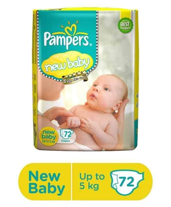 Pampers Active Baby New Born Diapers (72 Count)Upto 5Kg