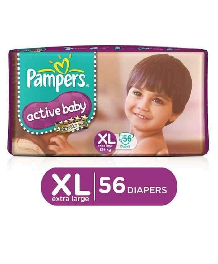 Pampers XL- Pack of 56 Active Baby NB Econ(12+Kg)