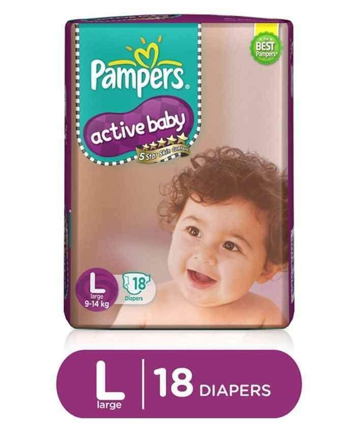 Pampers Large- Pack of 18 Active Baby NB Econ(9-14 Kg)