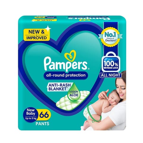 Pampers All round Protection Pants, baby diapers (NB,XS) 66 Count
