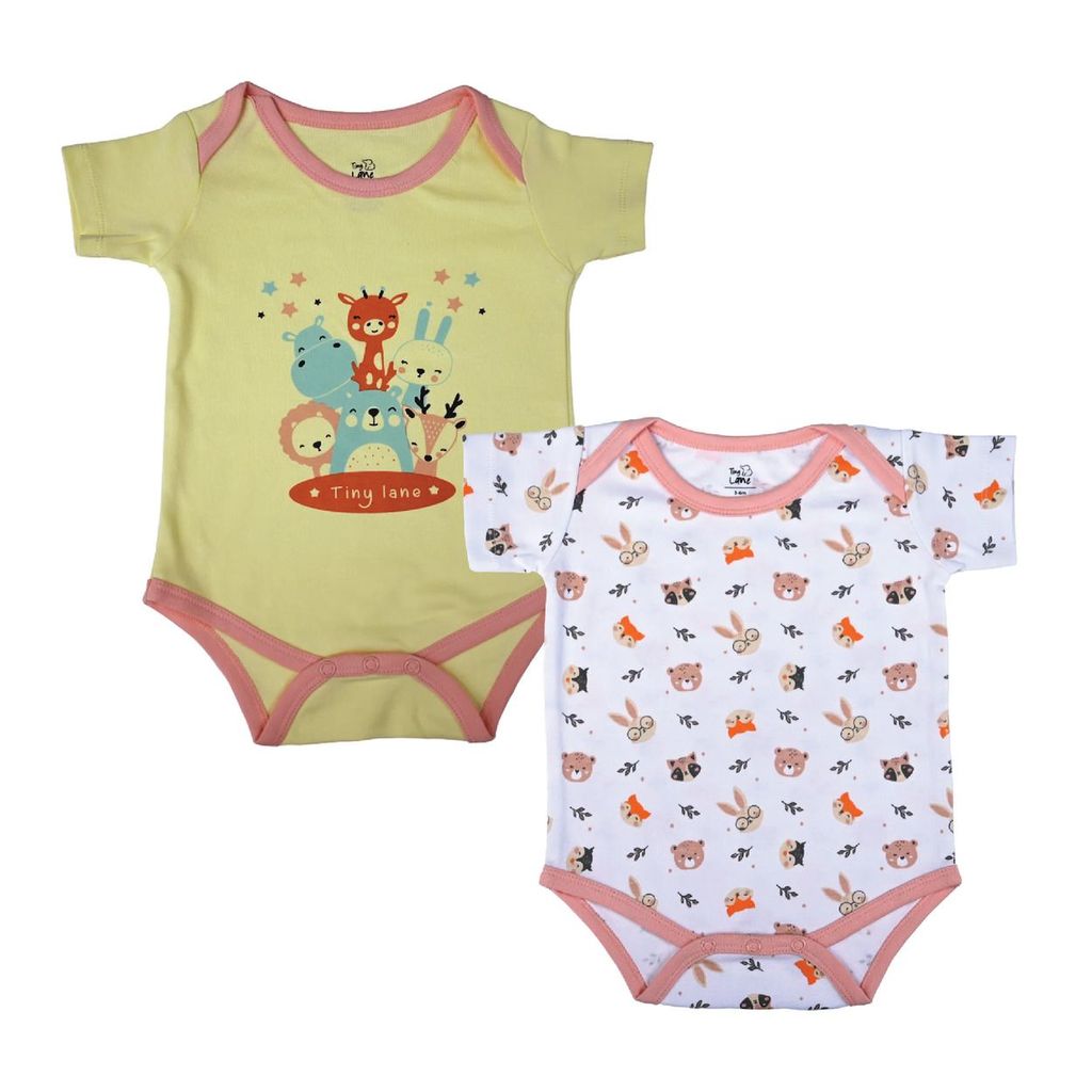 Tiny Lane Adorable Baby Onesies - Jolly Ride + Honey Bunny (Pack of 2)
