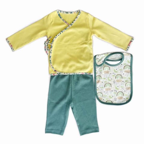 Tiny Lane Adorable and Comfortable Baby Clothing "QT Lemons" - Yellow Jhabla & Teal Pant