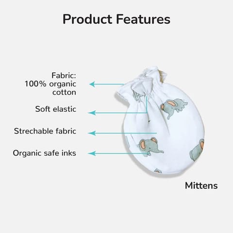 TinyLane 100% cotton Super Soft Newborn Baby Cap, Booties, & Mittens Set