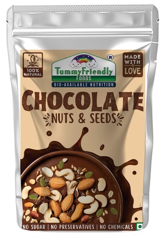 Tummy Friendly Foods Chocolate Nuts and Seeds Mix - Pack of 2 - 100g each, (200gm). Healthy Snacks for Kids & Adults