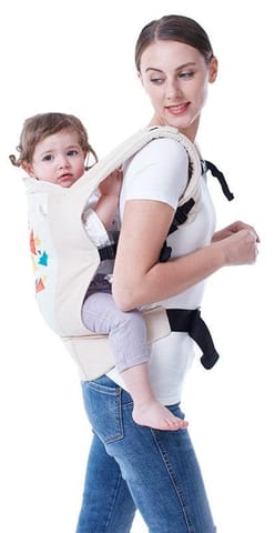 R for Rabbit Hug Me Elite Front & Back Carrier Position, Soft Linen Fabric, Wide Strap With Cap & Mobile Pocket(Cream)