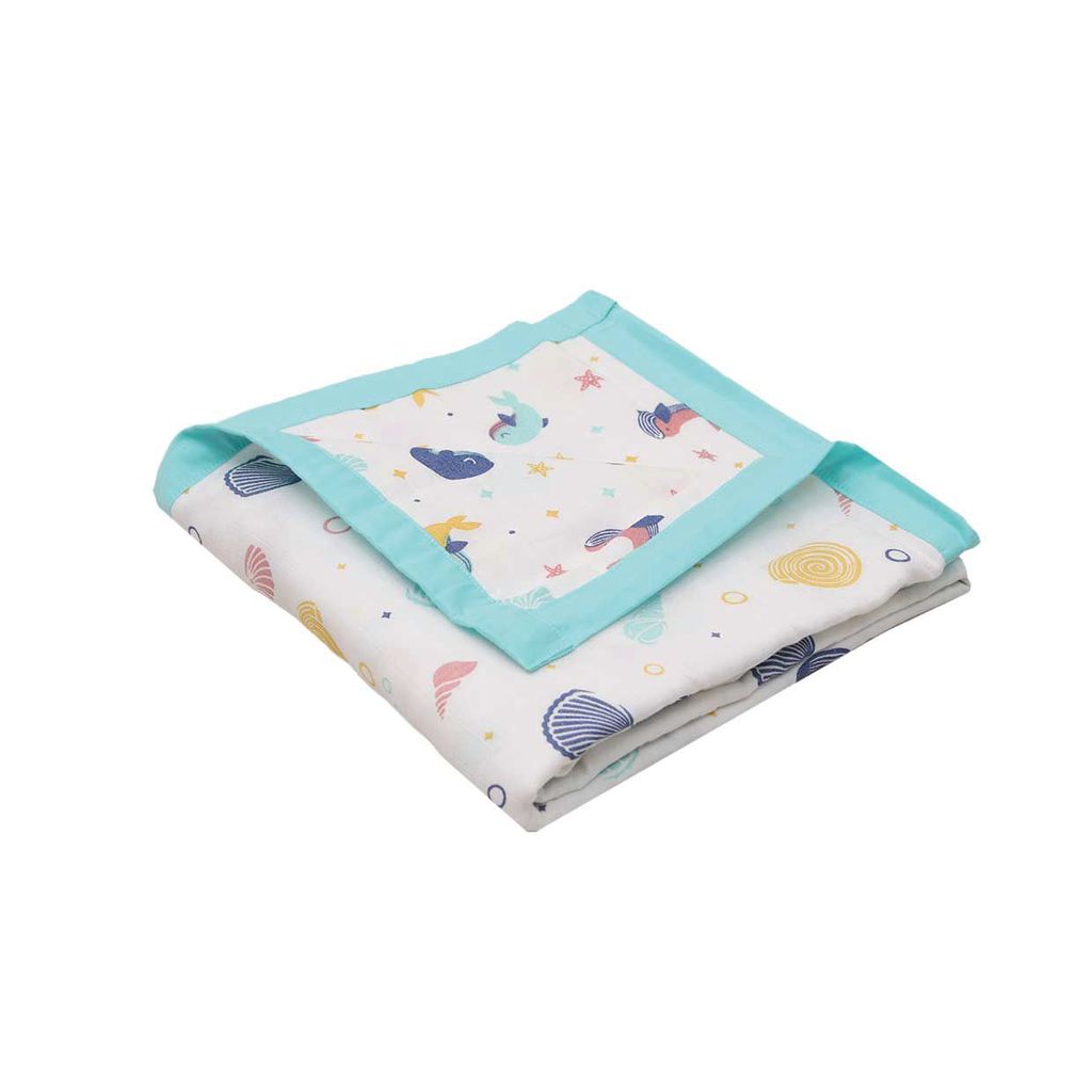 A Toddler Thing - Organic Muslin Reversible Blanket Whale Star (0-12 months)
