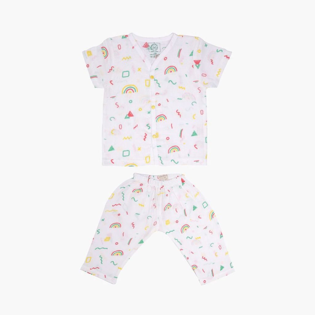 A Toddler Thing - Organic Muslin Sleepsuit Doodle Dance