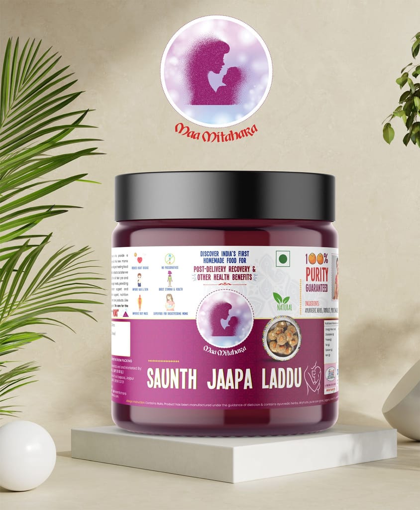Maa Mitahara  Home Made Post Delivery Saunth Laddu with Jaggery | Fight Anemia & Boost Hemoglobin | Gudiya Shakkar Ayurvedic Herb Dry Fruit | Saunth Laddu For Womens (500 gm)