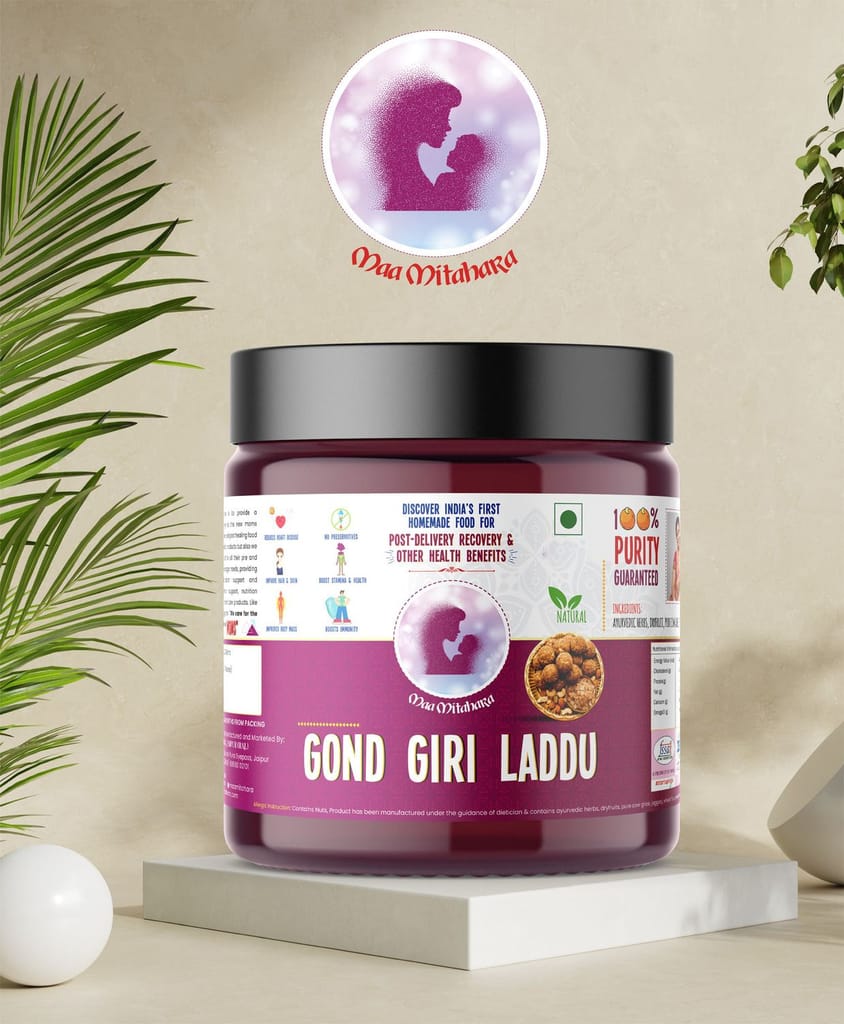 Maa Mitahara  Gond Giri Laddu| Made with premium ingredients | Laddoo for Women after Delivery | Pure Desi Ghee | Immunity Booster | Home Made Special (500 gm)