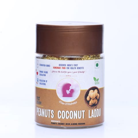 Maa Mitahara  Peanuts Coconut Laddu for postnatal Mom's | Homemade Tasty and Healthy Peanuts Ladoo (500 gm)