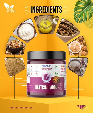 Maa Mitahara  Battisa Laddu Tasty Healthy | Packed with Amino Acid & Calcium | Fight Anemia & Boost Hemoglobin | Battisa Laddu for Men Women (500 gm)