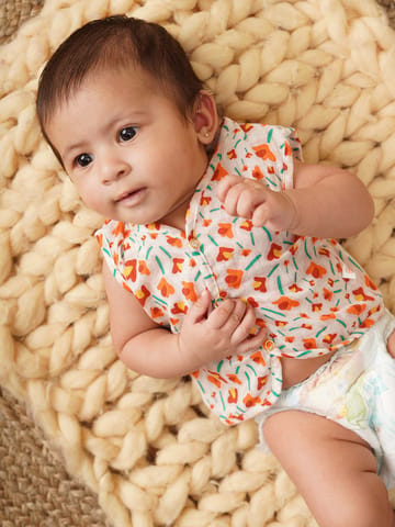 Greendigo Organic Mulmul Cotton Sleeveless Jhabla for baby (set of 3) 0-3 months for new born babies