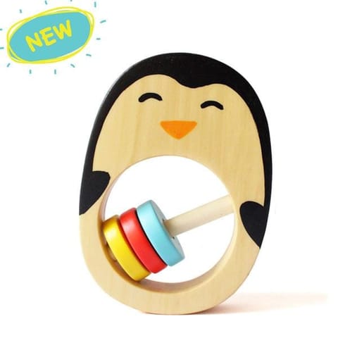 Shumee Penguin Wooden Rattle