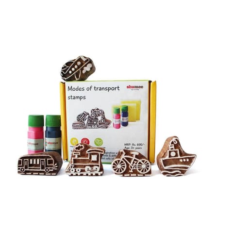 Shumee Modes of Transport Wooden Stamps Set