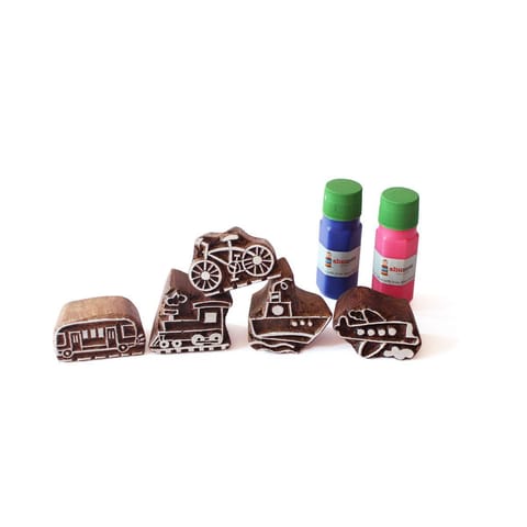 Shumee Modes of Transport Wooden Stamps Set