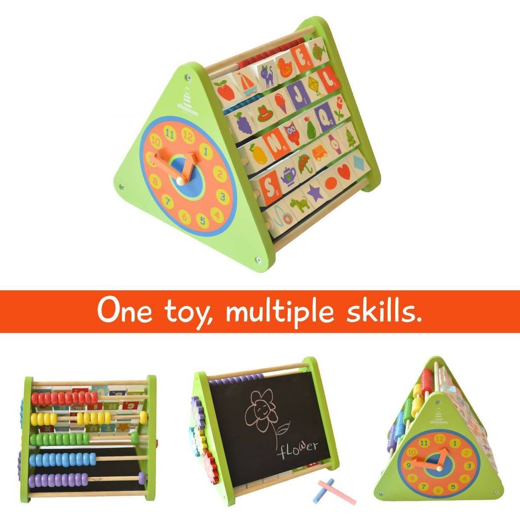 Shumee Wooden Activity Triangle| Educational Toy Abacus, Alphabets Blocks