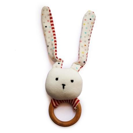 Shumee Striped Bunny Teether and Rattle Ring