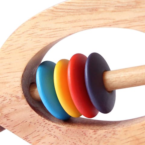 Shumee Wooden Fish Rattle Rings and Teethers for Infants | Sensory Toy | 100% Safe, Eco-Friendly