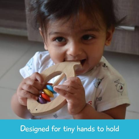 Shumee Wooden Fish Rattle Rings and Teethers for Infants | Sensory Toy | 100% Safe, Eco-Friendly