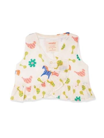 Greendigo Organic Cotton Sleeveless Baby Top and Pant Set for new born baby girls