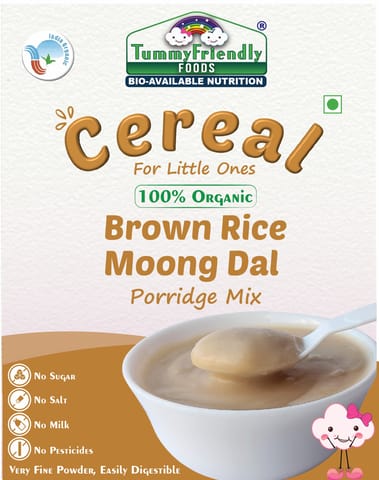 Tummy Friendly Foods Certified 100% Organic Sprouted Brown Rice, Moong Dal Porridge Mix |Excellent Weight Gain Baby Food|Made of Sprouted Whole Grain Brown Rice | 200g Cereal (200 g)