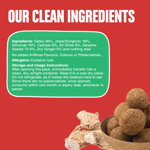 Early foods Dry Ginger A2 Ghee Laddoos, 250g