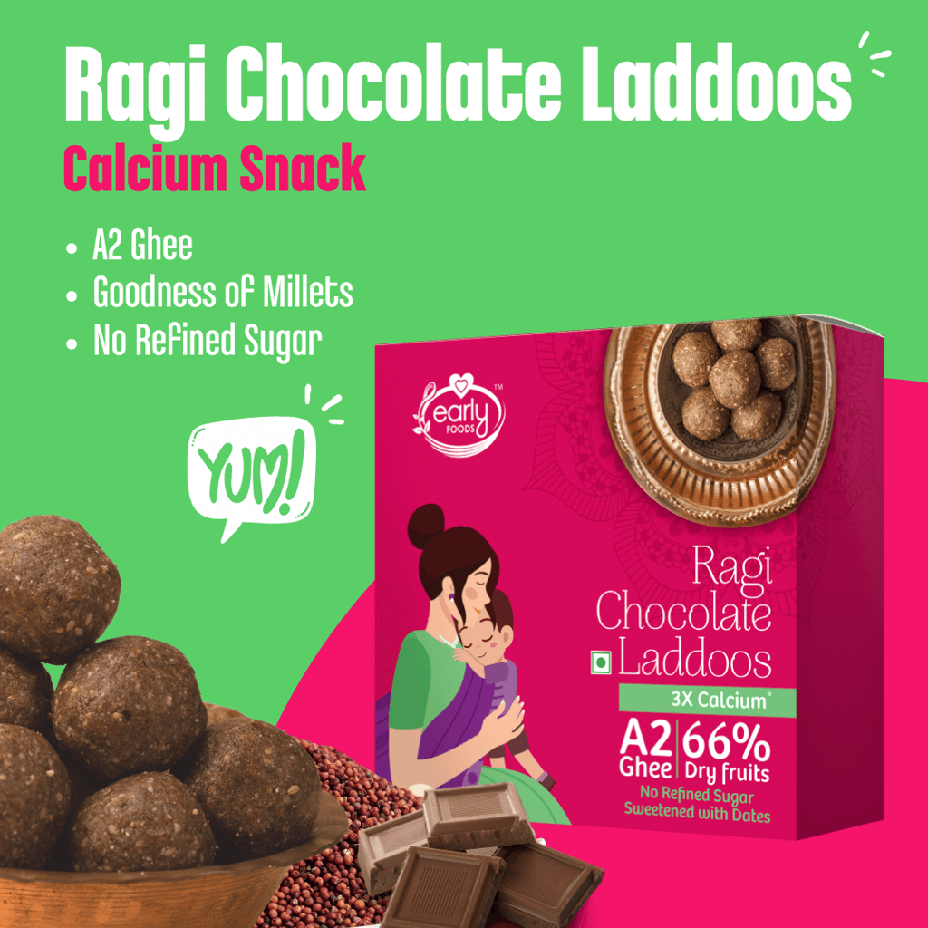 Early foods Ragi Chocolate A2 Ghee Laddoos, 250g