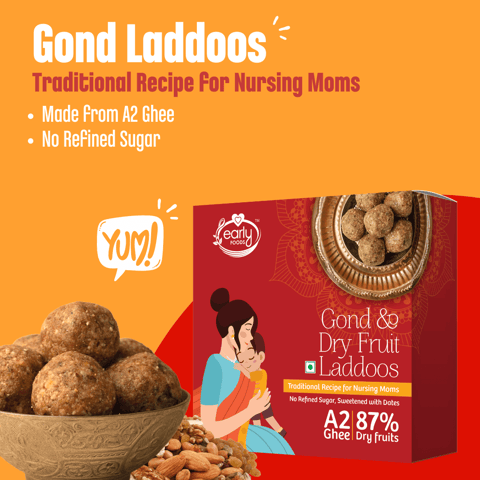 Early foods Gond & Dry Fruits A2 Ghee Laddoos, 250g
