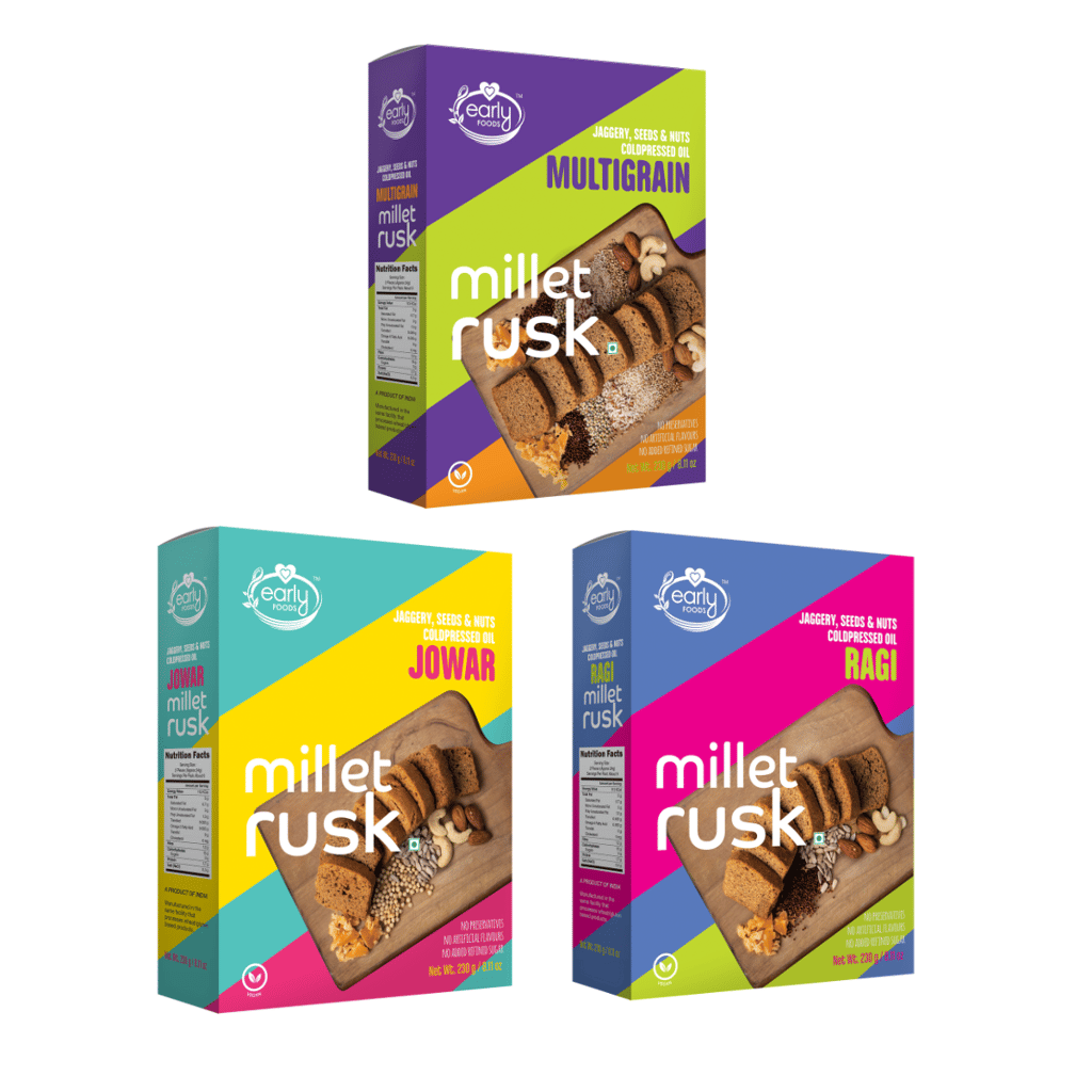 Early foods Pack of 3 - All Millet Rusks, 230gX3