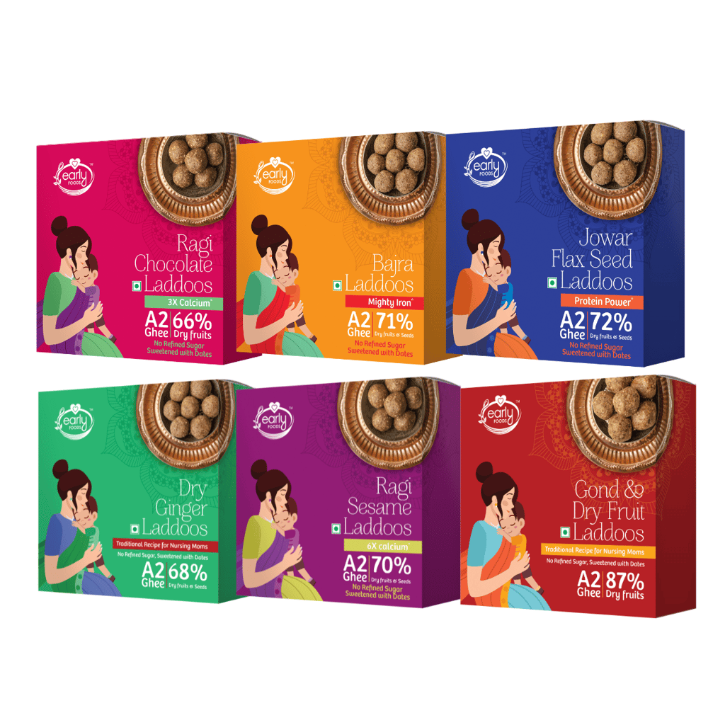 Early foods Pack of 6 - A2 Ghee Millet Laddoos, 250gX6