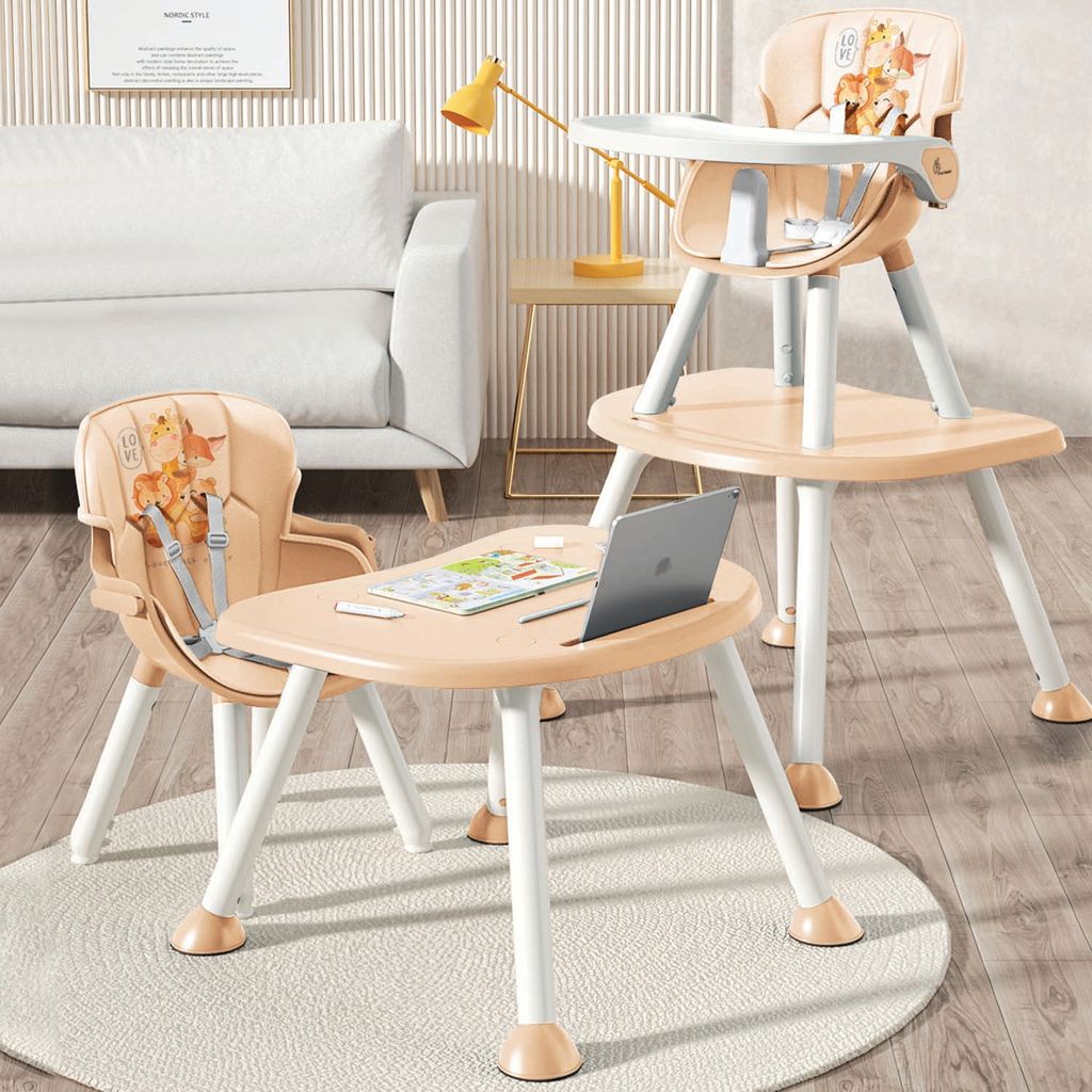R for Rabbit Cherry Berry Safari Baby High Chair, 3 In 1 Convertible High Chair Cum Kids Study Table (Beige)