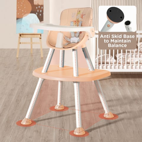 R for Rabbit Cherry Berry Safari Baby High Chair, 3 In 1 Convertible High Chair Cum Kids Study Table Beige