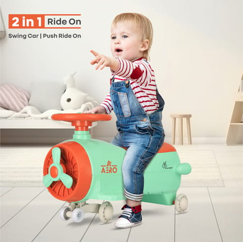 R for Rabbit Iya Iya Aero Swing Car For Kids (Green Orange)