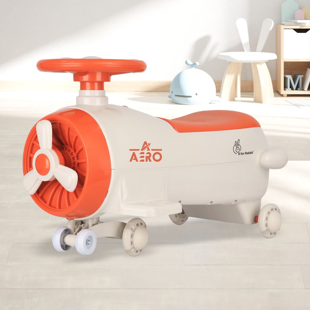 R for Rabbit Iya Iya Aero Swing Car For Kids (Cream Orange)