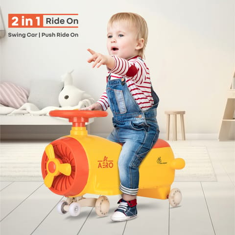 R for Rabbit Iya Iya Aero Swing Car For Kids (Yellow Orange)