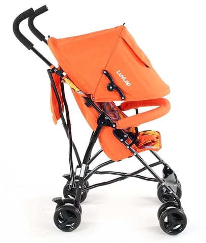 LuvLap Tutti Fruti Baby Stroller / Buggy, Compact & Travel friendly baby pram, for Baby & Kids, 6-36 Months, with 5 point safety harness, adjustable seat recline, 15Kg capacity (Orange)