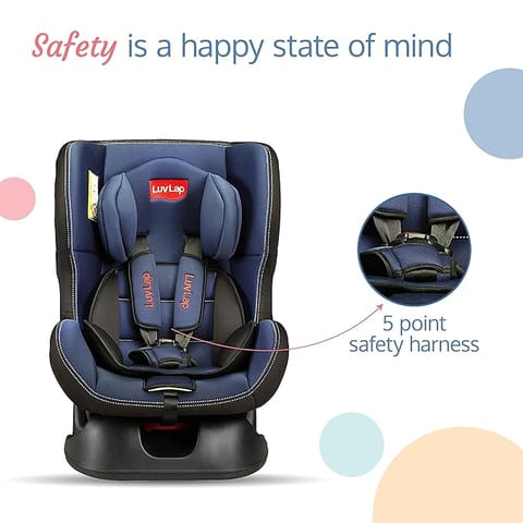 LuvLap Sports Convertible Car Seat for Baby & Kids from 0 to 4 Years, Rearward Facing for 0 – 2 Years (Upto 13Kg), Forward Facing for 2-4 Years (Upto 18Kg), 5 Point Safety Harness (Blue)