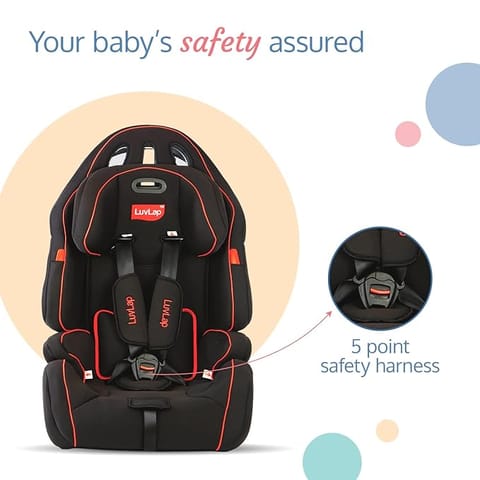LuvLap Premier Car Seat for Baby & Kids from 15 Months to 12 Years (Black)