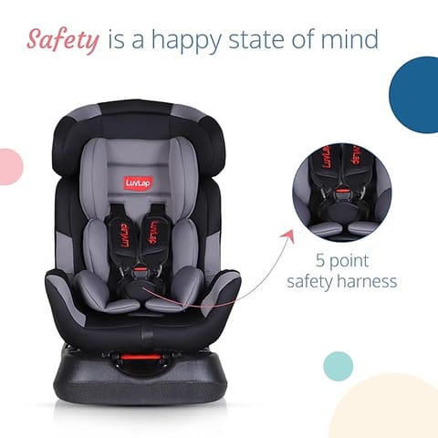 LuvLap Galaxy Convertible Car Seat for Baby & Kids from 0 Months to 7 Years (Light Grey)