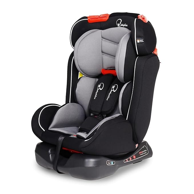 Babykins BK1004: ECE R44/04 Safety Certified Convertible Car Seat for Kids, 3 Recline Position (Age:0-12y) (Black & Grey) (SEAT Belt Installation ONLY)