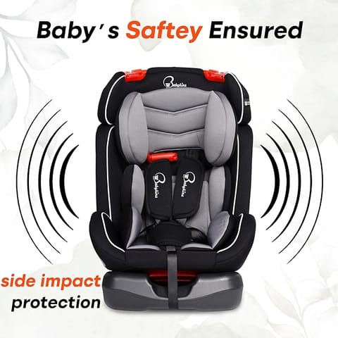 Babykins BK1004: ECE R44/04 Safety Certified Convertible Car Seat for Kids, 3 Recline Position (Age:0-12y) (Black & Grey) (SEAT Belt Installation ONLY)