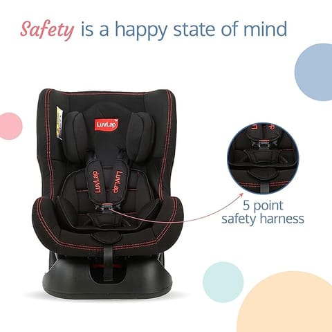 LuvLap Sports Convertible Car Seat for Baby & Kids from 0 to 4 Years, Rearward Facing for 0 – 2 Years (Upto 13Kg), Forward Facing for 2-4 Years (Upto 18Kg), 5 Point Safety Harness (Black)