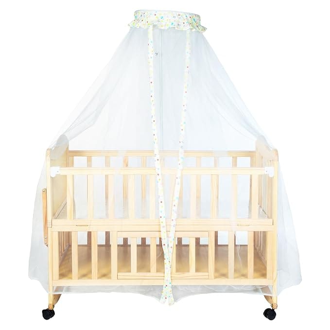 Mee Mee Rocking Baby Cot with Swinging Baby Cradle/Baby Crib | Premium Wooden Quality|2 in 1 Baby Bed |Extra Storage |Mosquito Net | Rotating Locking Wheels for New Born Baby/Kids 0-5 Years (Wooden)