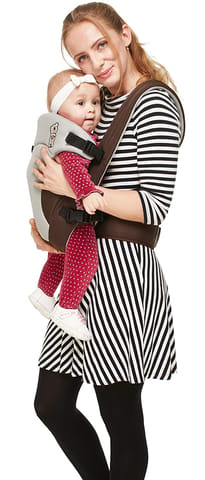 R for Rabbit New Cuddle Snuggle Carriers Cum Kangaroo Bag, Front / Back Baby Carrier Position, Foldable Head Support Brown Grey