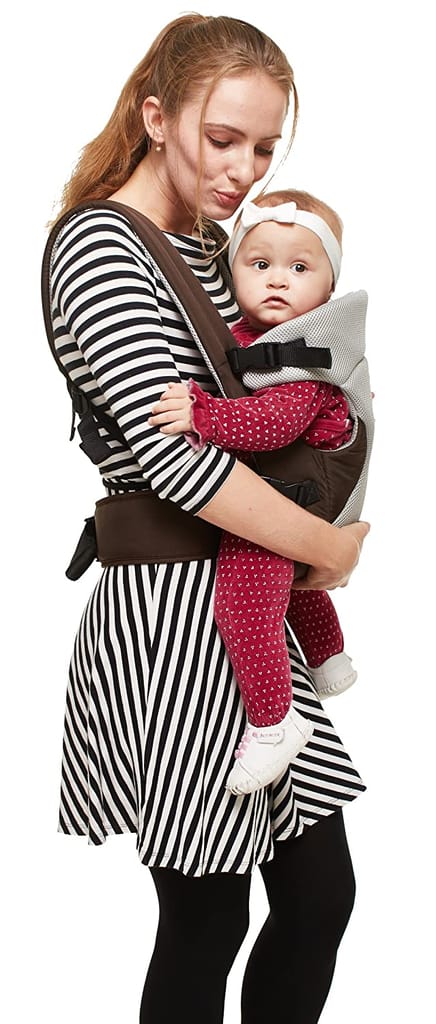 R for Rabbit New Cuddle Snuggle Carriers Cum Kangaroo Bag, Front / Back Baby Carrier Position, Foldable Head Support Brown Grey