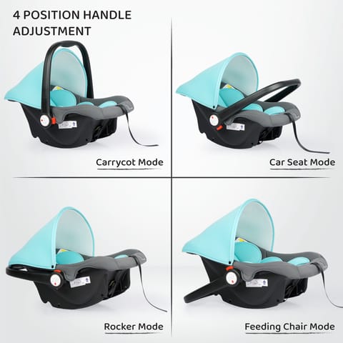 R for Rabbit Picaboo 4 In 1 Multipurpose Baby Carry Cot Cum Car Seat Blue Grey