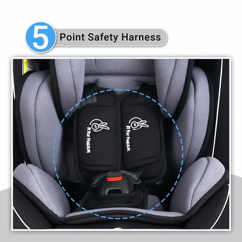 R for Rabbit Jack N Jill Grand ISOFIX Car Seat For Kids 0 To 12 Years Black Grey