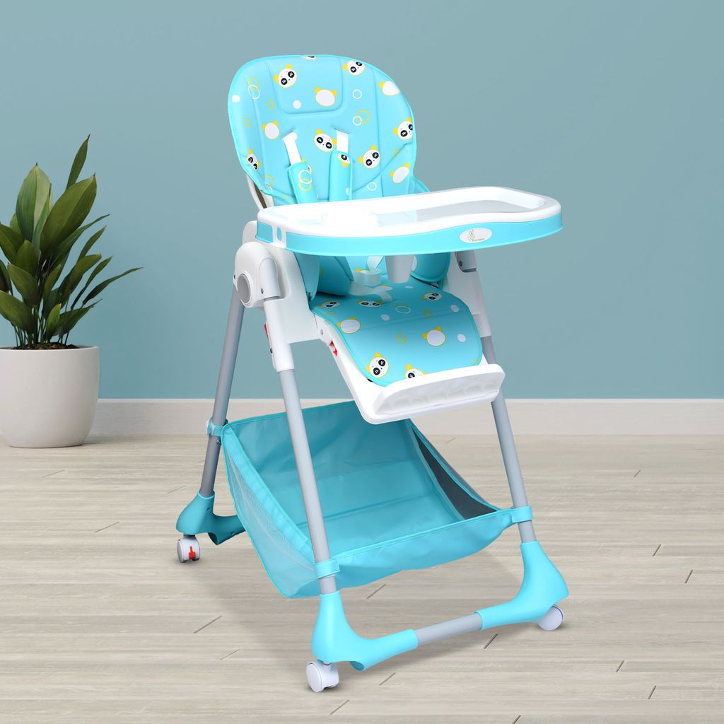 R for Rabbit Marshmallow High Chair - 7 Level Height Adjustment, 3 Recline Modes, Adjustable & Removable Double Meal Tray Green
