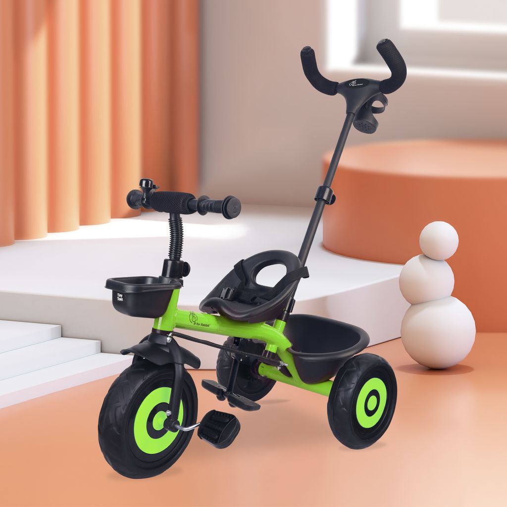 R for Rabbit Tiny Toes T20 Ace Tricycle - 2 In 1, EVA Wheels, Adjustable Parental Control, Cup Holder Green